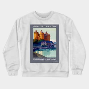 Excursions en Bretagne France Vintage Poster 1923 Crewneck Sweatshirt